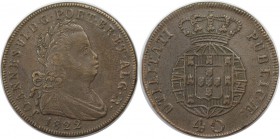 Europäische Münzen und Medaillen, Portugal. 40 Reis 1822, Bronze. KM 370. Sehr schön