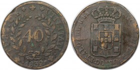 Europäische Münzen und Medaillen, Portugal. 40 Reis 1832, Bronze. KM 391. Sehr schön