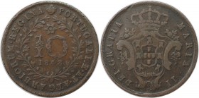 Europäische Münzen und Medaillen, Portugal. PORTUGIESISCHE BESITZUNGEN. AZOREN. Maria II. 10 Reis 1843, Kupfer. KM 11. Sehr schön