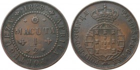 Europäische Münzen und Medaillen, Portugal. PORTUGIESISCHE BESITZUNGEN. ANGOLA. 1/2 Macuta 1858, Kupfer. KM 58. Sehr schön-vorzüglich