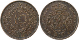 Europäische Münzen und Medaillen, Portugal. PORTUGIESISCHE BESITZUNGEN. AZOREN. Luiz I. 10 Reis 1865, Kupfer. KM 14. Vorzüglich