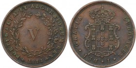 Europäische Münzen und Medaillen, Portugal. 5 Reis 1874, Kupfer. KM 513. Vorzüglich