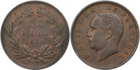 Europäische Münzen und Medaillen, Portugal. 20 Reis 1884, Bronze. KM 527. Vorzüglich