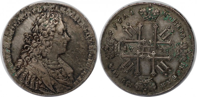 Russische Münzen und Medaillen, Peter II (1727-1729). Rubel 1728, Silber. Bitkin...
