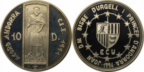 Weltmünzen und Medaillen , Andorra. 10 Diners 1994, 0.94 OZ. Silber. Polierte Platte