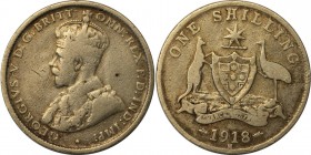 Weltmünzen und Medaillen, Australien / Australia. George V (1910 - 1936). 1 Shilling 1918 M, Silber. KM 26. Sehr Schön