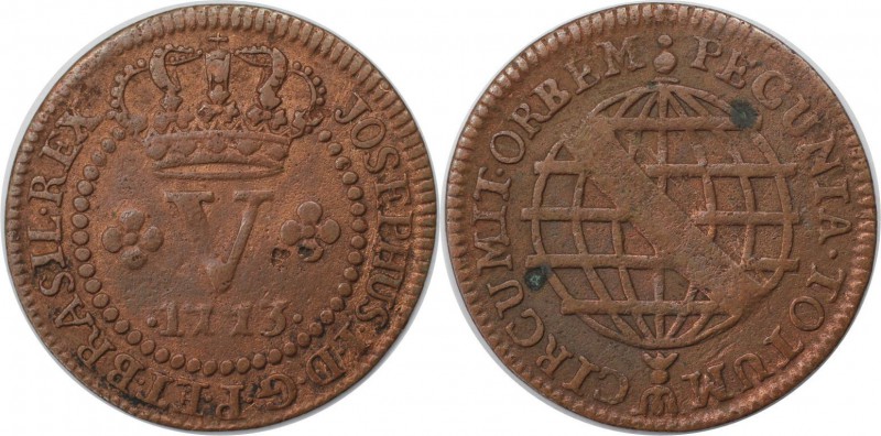 Weltmünzen und Medaillen, Brasilien / Brazil. Jose I. 5 Reis 1773, Kupfer. KM 17...