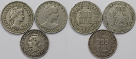 Weltmünzen und Medaillen, Brasilien / Brazil, Lots und Sammlungen. 200 Reis 1901 (KM 504) Ku-Ni. Schön-sehr schön, 200 Reis 1921 (KM 518) Ku-Ni. Sehr ...