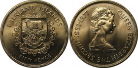 Weltmünzen und Medaillen, Falklandinseln / Falkland islands. 50 Pence 1977. Stempelglanz