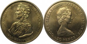Weltmünzen und Medaillen, Falklandinseln / Falkland islands. 50 Pence 1980. Stempelglanz