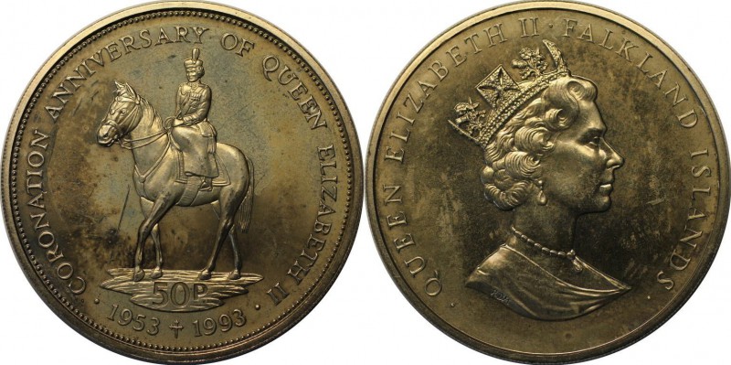 Weltmünzen und Medaillen, Falklandinseln / Falkland islands. 50 Pence 1993. Stem...