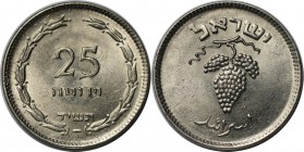 Weltmünzen und Medaillen , Israel. 25 Prutah 1954, Steel Ni. KM #12a. Weintrauben mit Perle. Stempelglanz