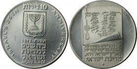 Weltmünzen und Medaillen , Israel. 25. Jahrestag - Auszug aus der Unabhängigk. 10 Lirot 1973, 0.75 OZ. Silber. KM 71. Stempelglanz