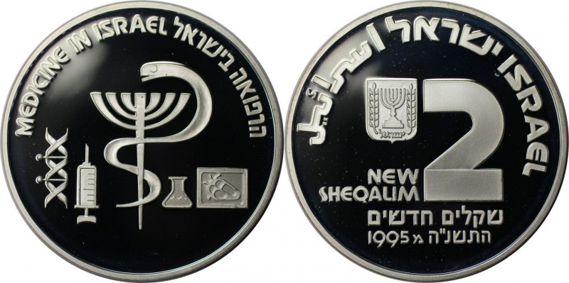 Weltmünzen und Medaillen , Israel. Medizin in Israel. 2 New Sheqalim 1995, 0.93 ...