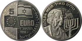 Weltmünzen und Medaillen , Israel. "Golda Meir". 5 Euro 1996, Kupfer-Nickel. Stempelglanz