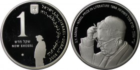 Weltmünzen und Medaillen , Israel. Nobelpreisträger in Israel - S. Y. Agnonon Preis für Literatur 1966. 1 New Sheqel 2008, 0.43 OZ. Silber. KM 439. Pr...