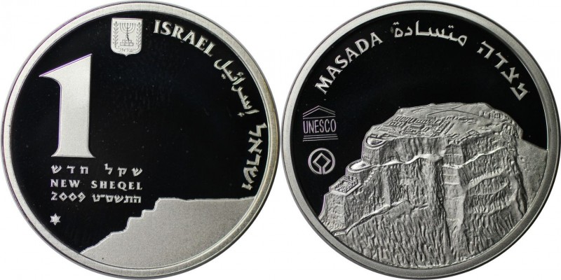 Weltmünzen und Medaillen , Israel. Masada - Unesco - Weltkulturerbe. 1 New Sheqe...