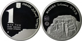 Weltmünzen und Medaillen , Israel. Masada - Unesco - Weltkulturerbe. 1 New Sheqel 2009, 0.43 OZ. Silber. KM 453. Proof Like. Auflage nur 783 Stück