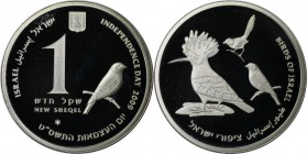 Weltmünzen und Medaillen , Israel. Vogelwelt Israel - Rohrsänger. 1 New Sheqel 2009, 0.43 OZ. Silber. KM 456. Proof Like. Auflage nur 790 Stück