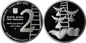 Weltmünzen und Medaillen , Israel. Biblische Geschichte - Jakobs Traum. 2 New Sheqalim 2014, Silber. Polierte Platte