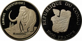 Weltmünzen und Medaillen , Kongo / Congo. 1000 Francs 1994, Silber. 0,51 OZ. KM 34. Polierte Platte