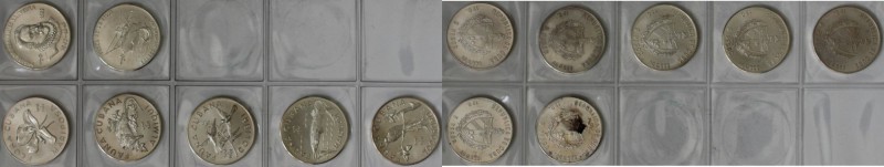 Weltmünzen und Medaillen, Kuba / Cuba, Lots und Sammlungen. 7 x 5 Pesos (1981-19...