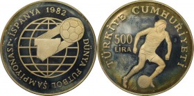 Weltmünzen und Medaillen, Türkei / Turkey. 500 Lira 1982, Silber. 0.69 OZ. Polierte Platte