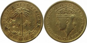 Weltmünzen und Medaillen, Westafrika / Western African. 1 Shilling 1938. Nicel-Brass. KM 23. Vorzüglich