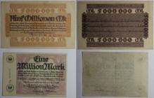 Banknoten, Deutschland / Germany. Notgeld Dortmund und Hörde - Städte und Kreise, Inflation. 1 Million Mark, 5 Million Mark 1923. 2 Stück. Keller:1061...