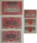 Banknoten, Österreich / Austria. 2 x 1 Krone, 2 Krone 1916-17. 3 Stück. Pick 49, 50. II-IV