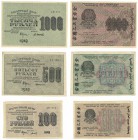 Banknoten, Russland / Russia. Lot von 3 Stück. 30, 100, 500 Rubles 1919. I-IV