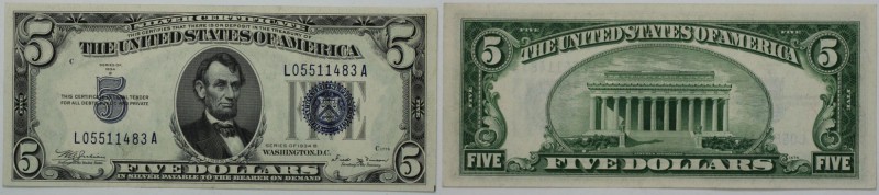Banknoten, USA / Vereinigte Staaten von Amerika, Silver Certificates. 5 Dollars ...