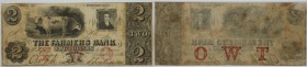Banknoten, USA / Vereinigte Staaten von Amerika, Obsolete Banknotes. Bridgeport, Connecticut. Farmers Bank. December 1,1856. 2 Dollars 1856. II