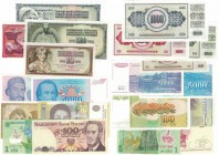 Banknoten, Lots und Sammlungen Banknoten. Jugoslawien / Yugoslavia. 10 Dinara 1.5.68 (P.82), 100, 500, 1000 Dinara 12.8.78 (P.90,91,92), 100 Dinara 11...