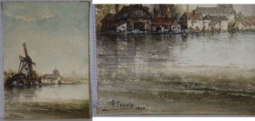 Kunst und Antiquitäten / Art and antiques. Gemälde. Mühle. Aquarell. Signatur unten links F. Tevels 1898. Frankreich. 29 x 21,5 cm. Ungerahmt