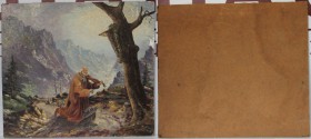 Kunst und Antiquitäten / Art and antiques. Ölgemälde. Geiger in den Bergen. Öl auf Karton. 78 cm x 70 cm. Ungerahmt