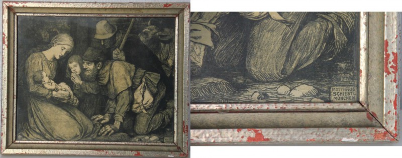 Kunst und Antiquitäten / Art and antiques. Lithographie. 1900 Jahr. Maße mit Rah...