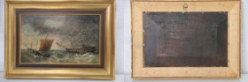 Kunst und Antiquitäten / Art and antiques. Ölgemälde. Schiffe (1600-1699 Jahr.) Maße Gemälde: 35 x 22 cm. Maße mit Rahmen: 44 x 31.5 cm. Öl auf Holz (...