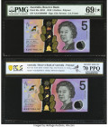 Australia Australia Reserve Bank 5 Dollars 2016 Pick 62a Two Examples PMG Superb Gem Unc 69 EPQ S; PCGS Banknote Seventy Gem Unc 70 PPQ. 

HID09801242...