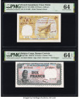 Belgian Congo Banque Centrale du Congo Belge 10 Francs 1.12.1959 Pick 30b PMG Choice Uncirculated 64 EPQ; French Somaliland Tresor Public, Cote Franca...