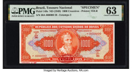 Brazil Tesouro Nacional 1000 Cruzeiros ND (1949) Pick 149s Specimen PMG Choice Uncirculated 63. Previous mounting is noted on this example. 

HID09801...