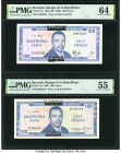 Burundi Banque de la Republique du Burundi 100 Francs 1.5.1965 (ND 1966); 1.7.1966 Pick 17a; 17b Two Examples PMG Choice Uncirculated 64; About Uncirc...