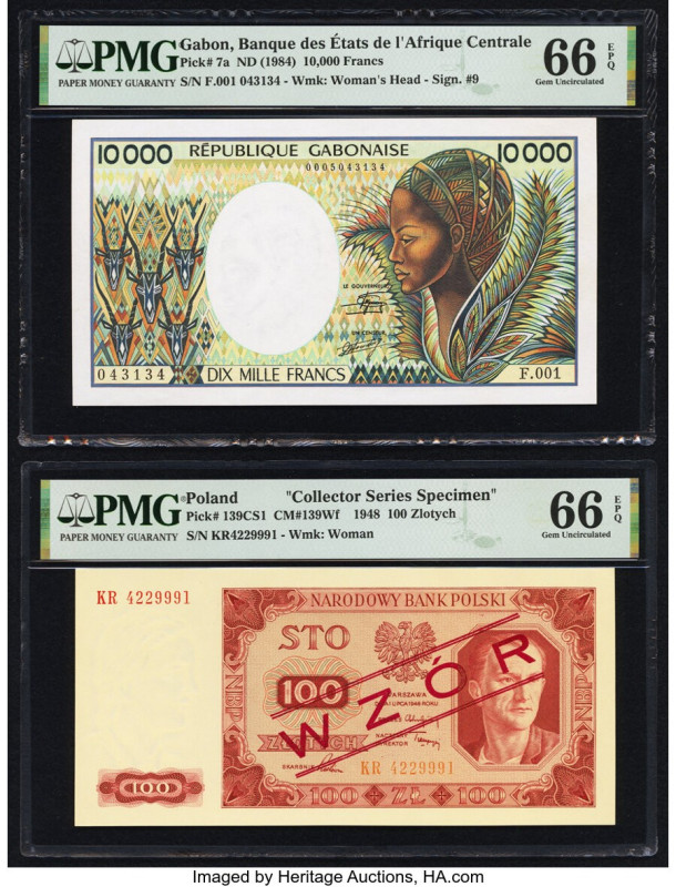 Gabon Banque des Etats de l'Afrique Centrale 10,000 Francs ND (1984) Pick 7a PMG...