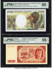 Gabon Banque des Etats de l'Afrique Centrale 10,000 Francs ND (1984) Pick 7a PMG Gem Uncirculated 66 EPQ; Poland Polish National Bank 100 Zlotych 1948...