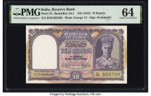 India Reserve Bank of India 10 Rupees ND (1943) Pick 24 Jhun4.6.1 PMG Choice Uncirculated 64. Staple holes at issue. 

HID09801242017

© 2022 Heritage...