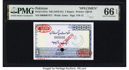 Pakistan Government of Pakistan 1 Rupee ND (1975-81) Pick 24As Specimen PMG Gem Uncirculated 66 EPQ. One POC. 

HID09801242017

© 2022 Heritage Auctio...