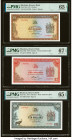 Rhodesia Reserve Bank of Rhodesia 5; 2; 10 Dollars 20.10.1978; 24.5.1979; 2.1.1979 Pick 36a; 39b; 41a Three Examples PMG Gem Uncirculated 65 EPQ (2); ...