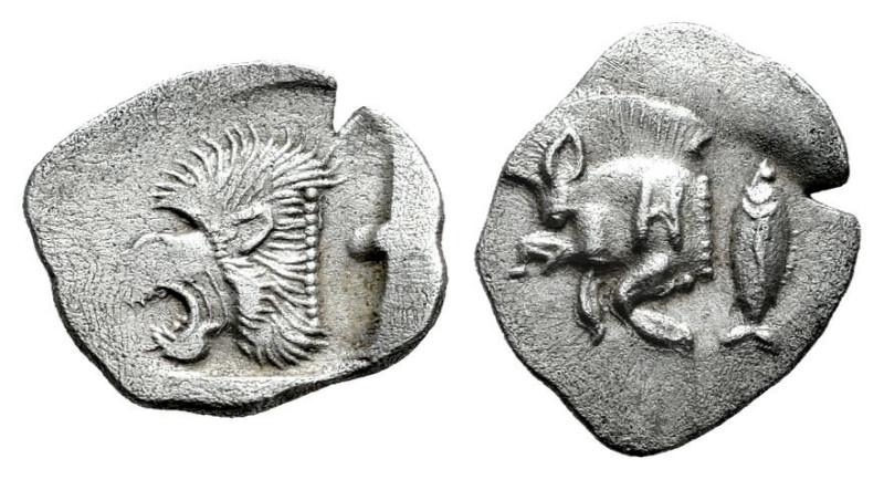 Mysia. Kyzikos. Obol. 450-400 BC. (Von Fritze-II 10). Anv.: Forepart of boar to ...