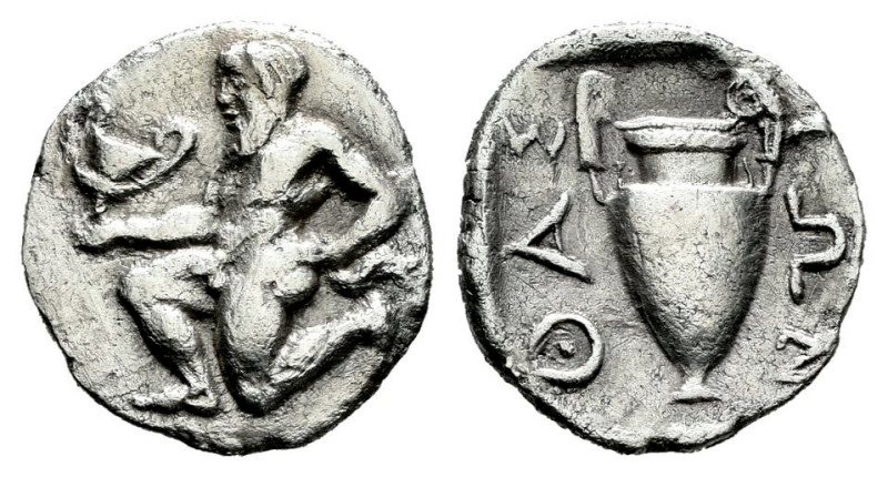 Thrace. Thasos. Trihemiobol. 412-404 BC. (Bmc-53). (Sng Cop-1029). Anv.: Satyr k...