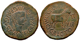 Calagurris. Time of Tiberius. Unit. 14 - 36 BC. Calahorra (La Rioja). (Abh-430). (Acip-3130). Anv.: TI. CAESAR. DIVI. AVG. F.AVGVSTVS. Laureate head o...